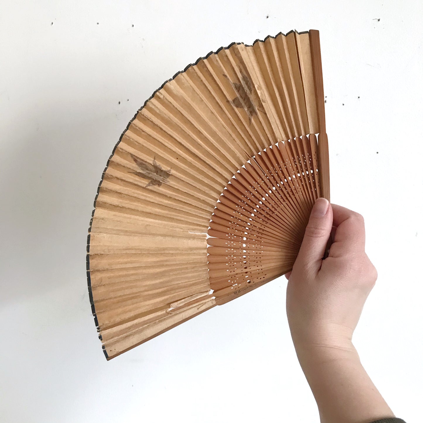 Vintage Paper Fan with Leaves