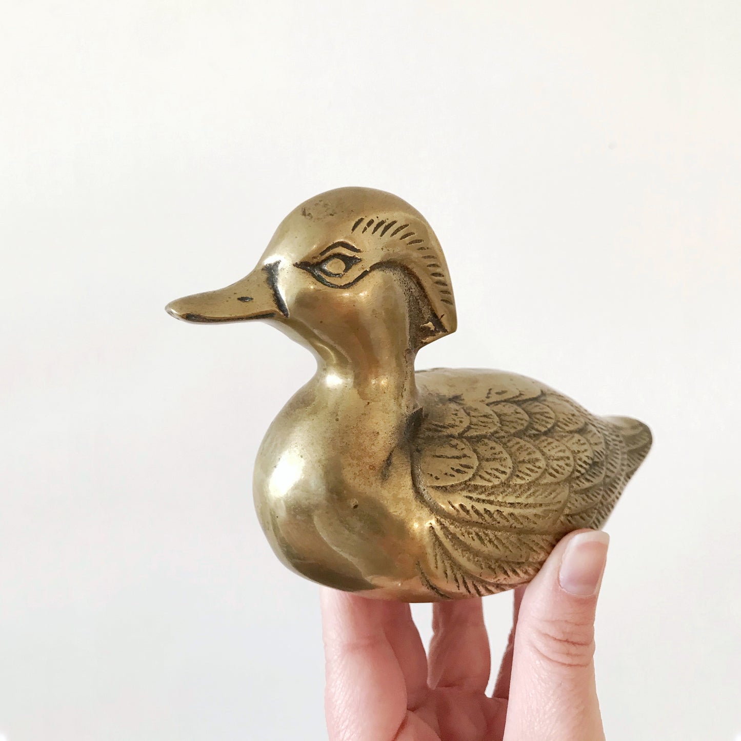 Vintage Brass Wood Duck