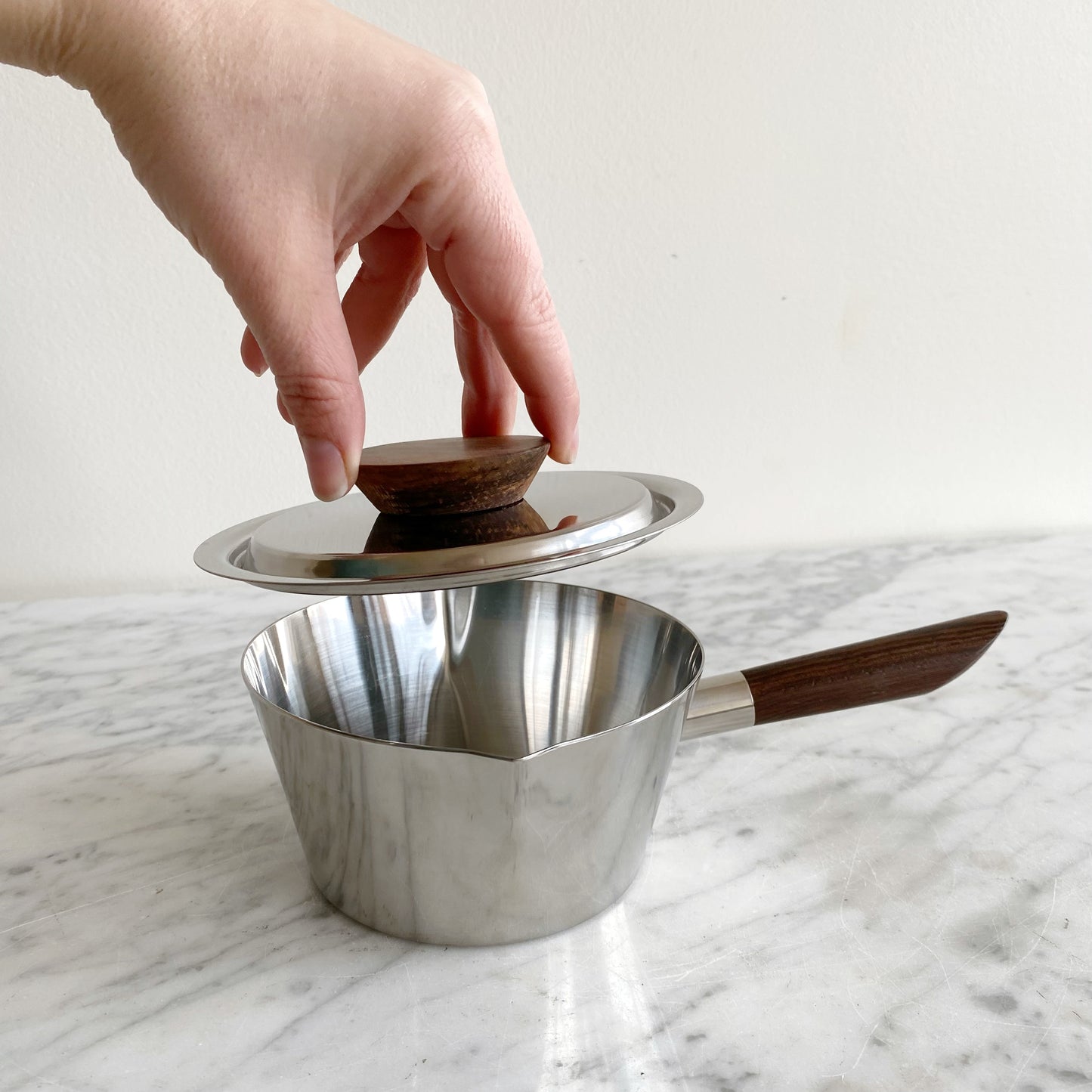 Vintage Stainless Steel & Rosewood Saucepan, Denmark