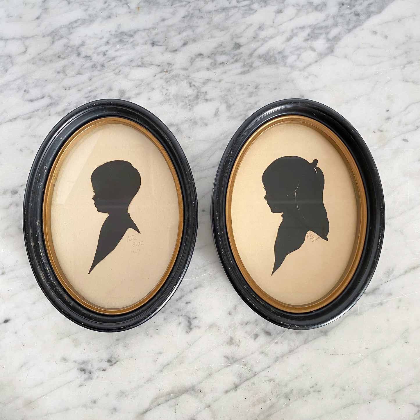 Pair of Vintage Cut-Paper Silhouette Pictures