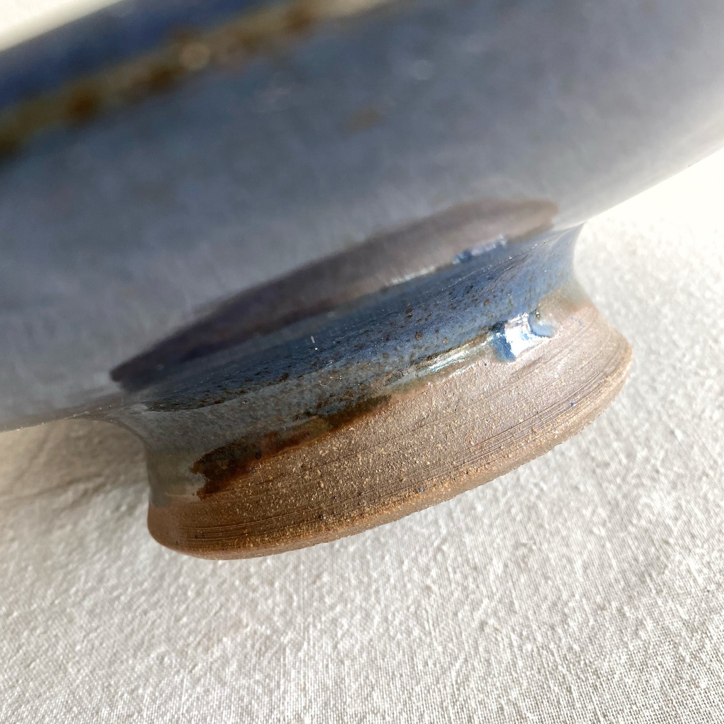 Large Blue Stoneware Platter, 12”