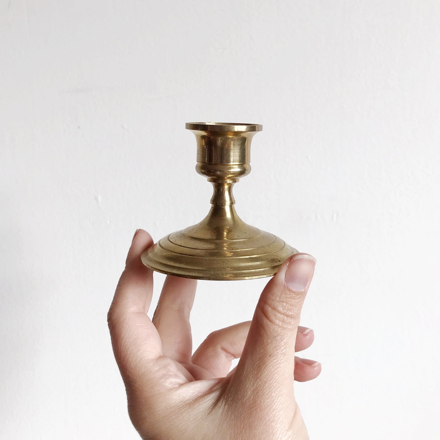 Short Vintage Brass Candle Holder