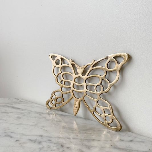 Vintage Solid Brass Butterfly Trivet / Wall Decor
