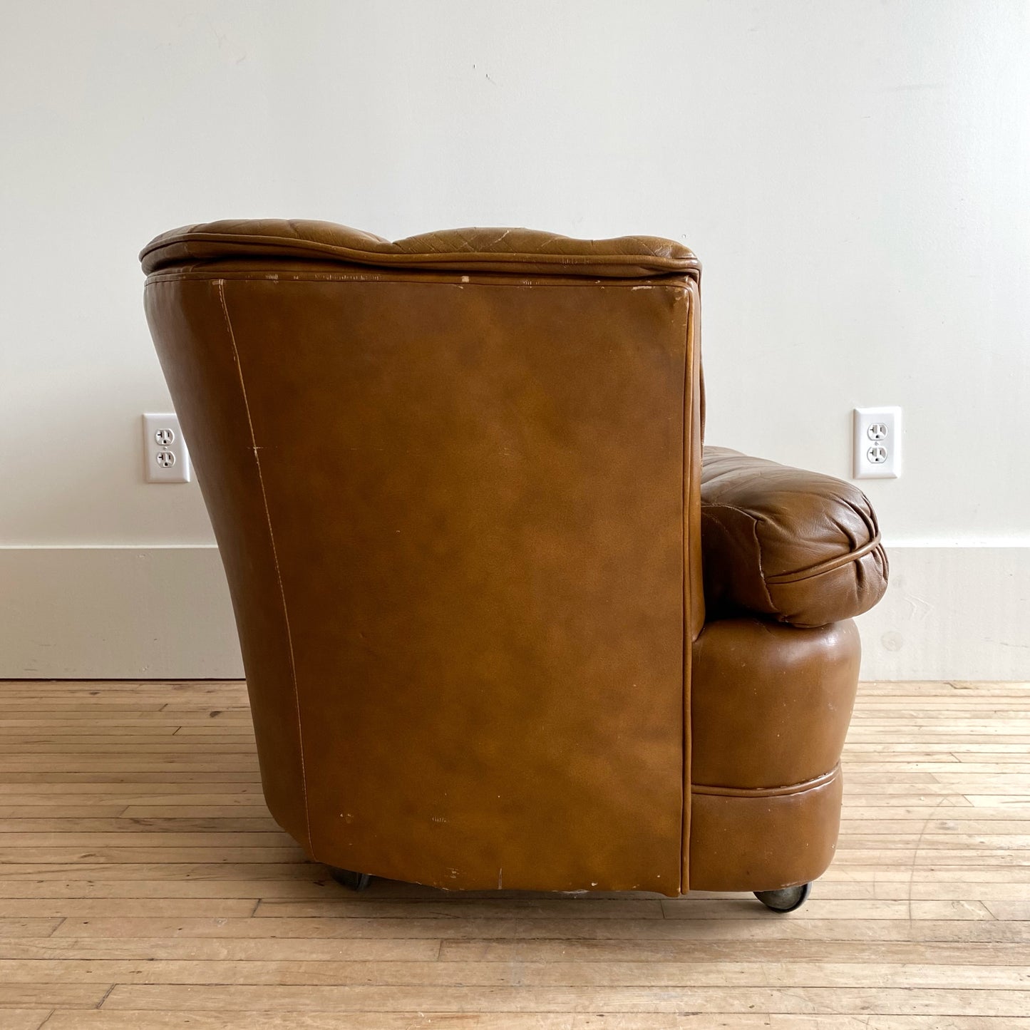 Vintage Tufted Leather Swivel Club Chair