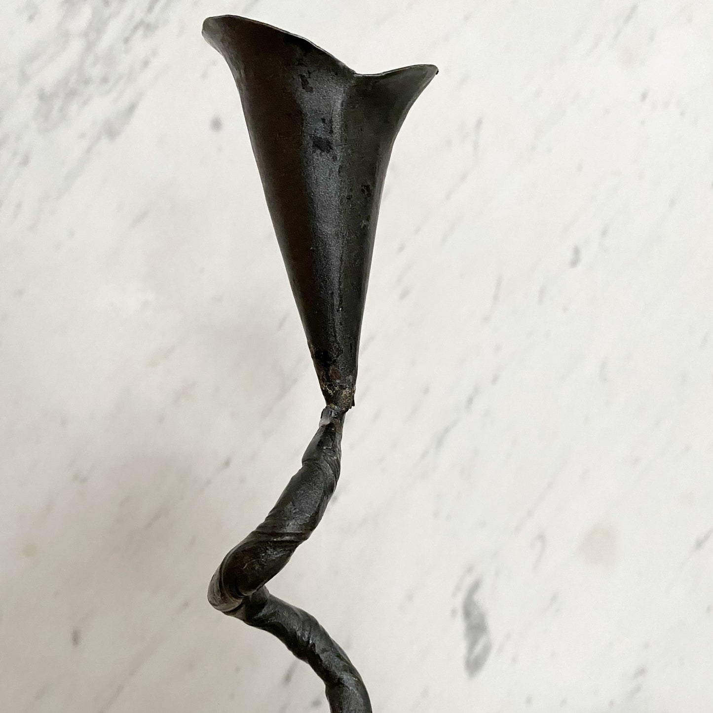 Vintage Twisted Iron Candle Holder, 12.25"