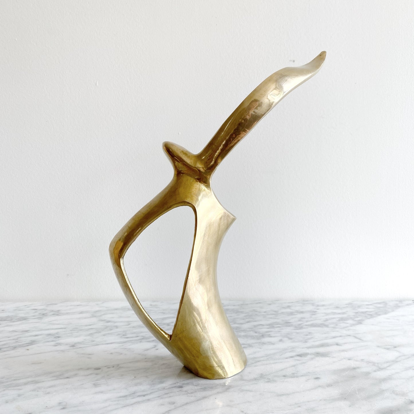 Vintage Minimalist Brass Seagull Sculpture