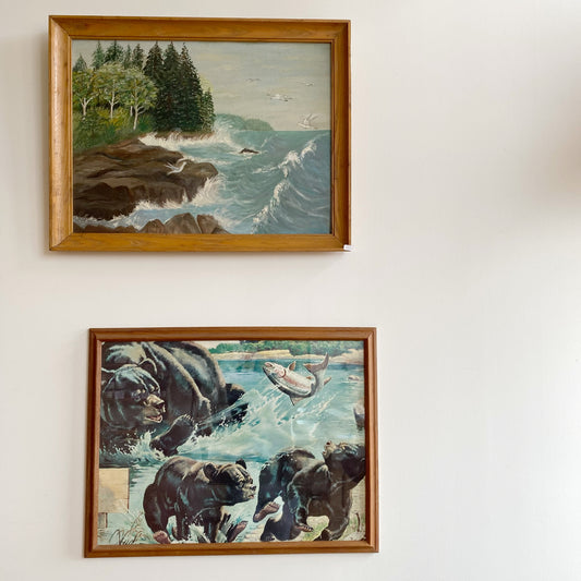Vintage Mama Bear & Cubs Bear Art Print