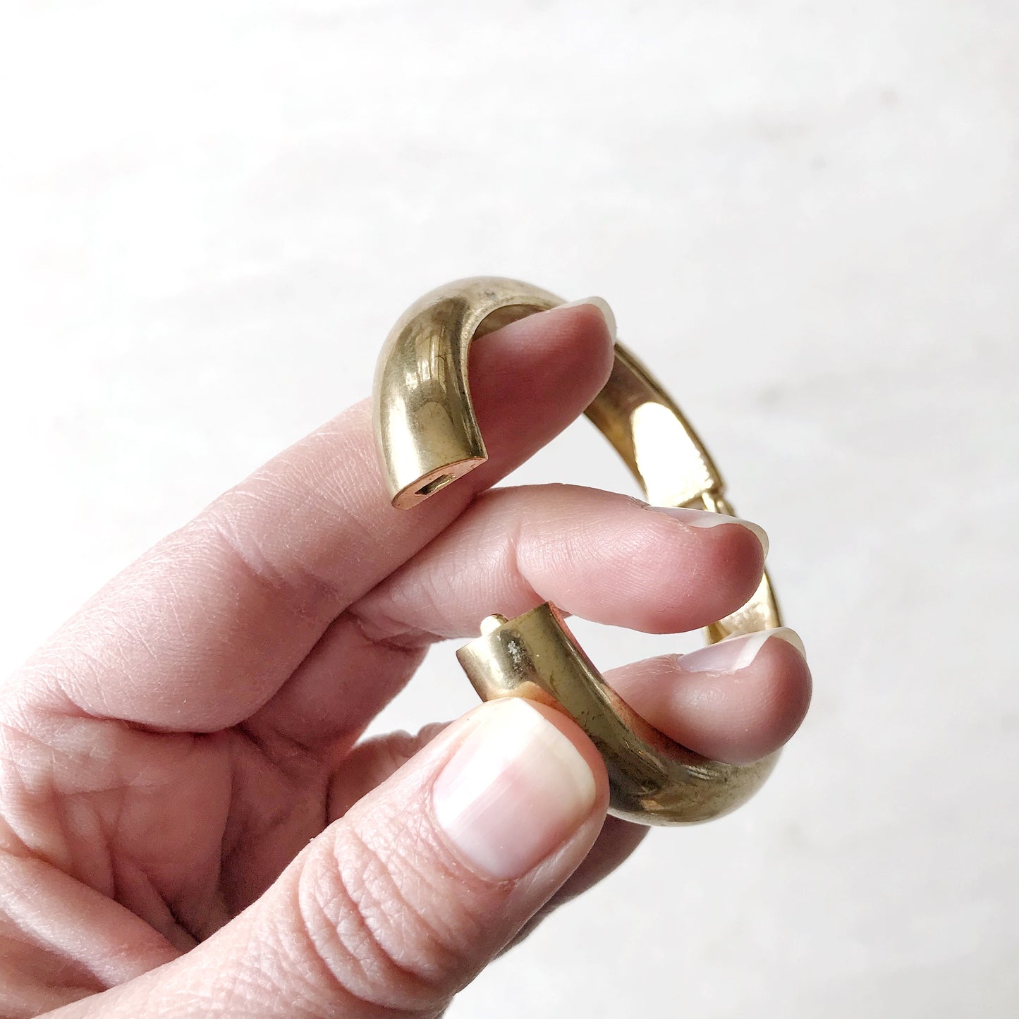 Vintage Gold Clip Bracelet with Rhinestones