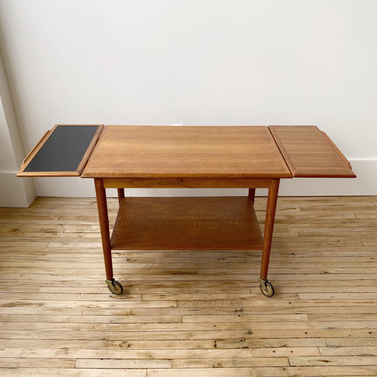 Danish Teak Expandable Bar Cart, Mogens Hansen