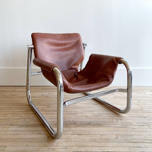 MCM Chrome + Vegan Leather Alpha Chair, by Maurice Burke