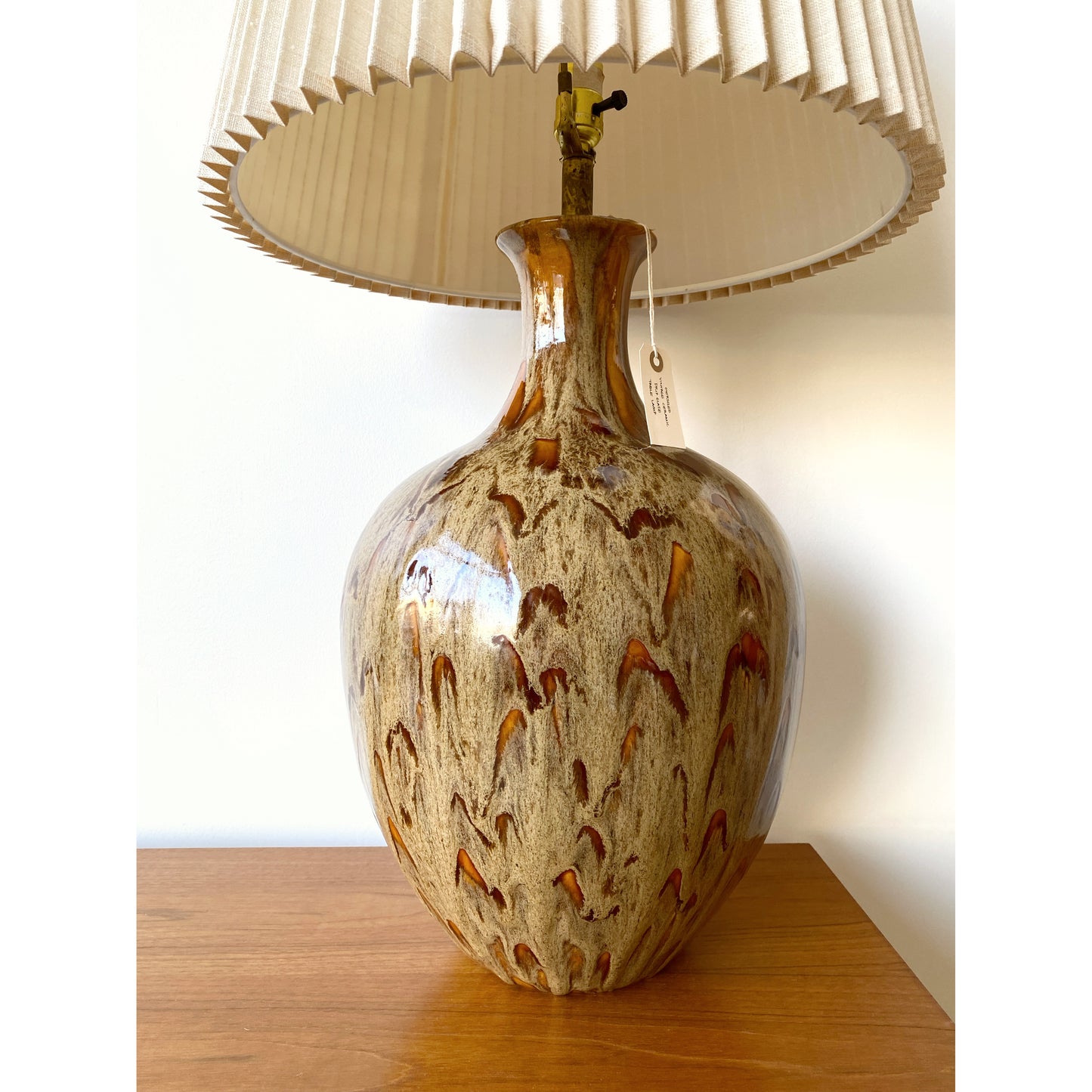 Oversized Vintage Ceramic Drip Glaze Table Lamp