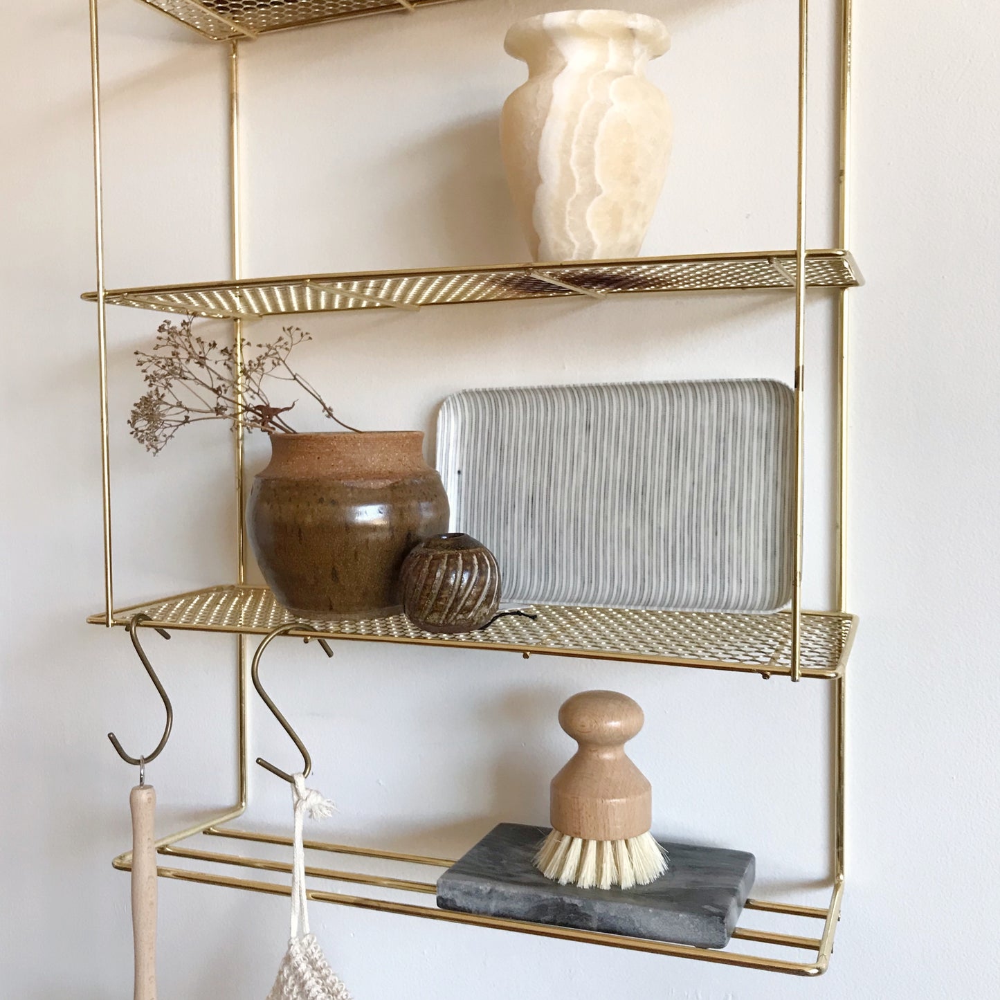 Vintage Gold Wire Shelving Rack