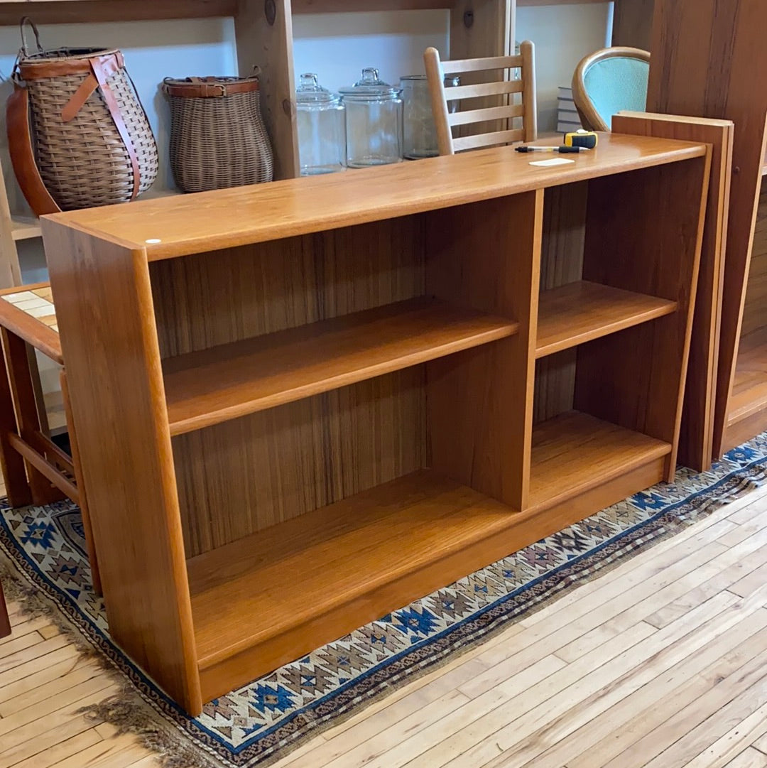 Vintage Low Teak Bookcase Shelf