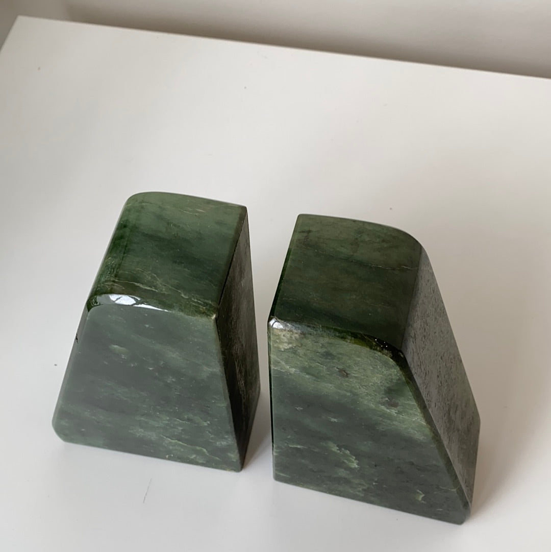 Vintage Green Stone Bookends