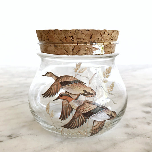 Vintage Glass Jar with Ducks