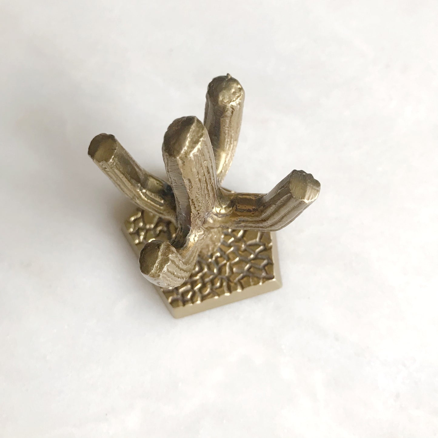 Small Vintage Solid Brass Cactus / Ring Holder