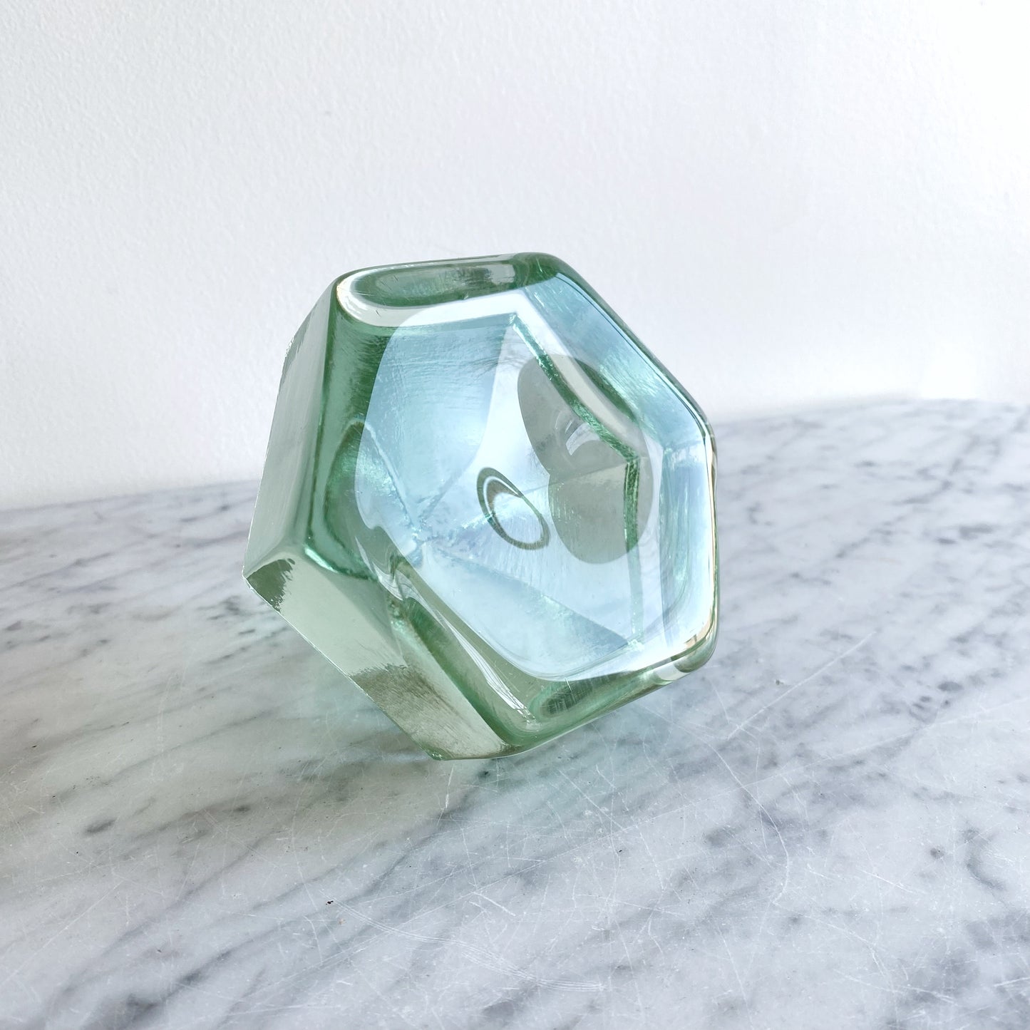 Found Aqua Glass Prism Paperweight / Deck Prism