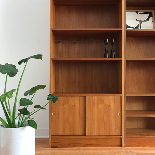 Pair of Tall Teak Bookcases