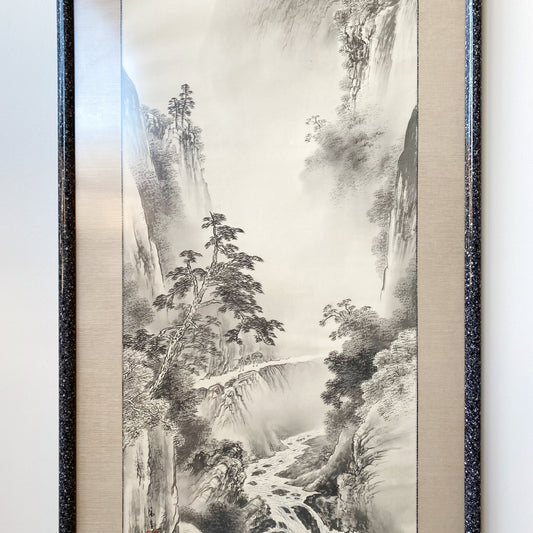 Framed Vintage Japanese Silk Scroll Painting (2' x 4'9")