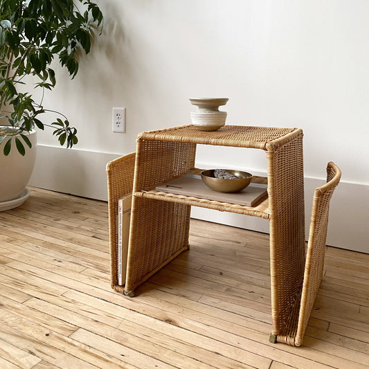 Petite Wicker End Table / Magazine Storage