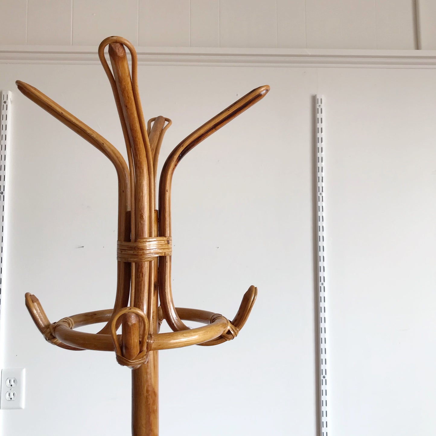 Tall Standing Rattan Coat Rack