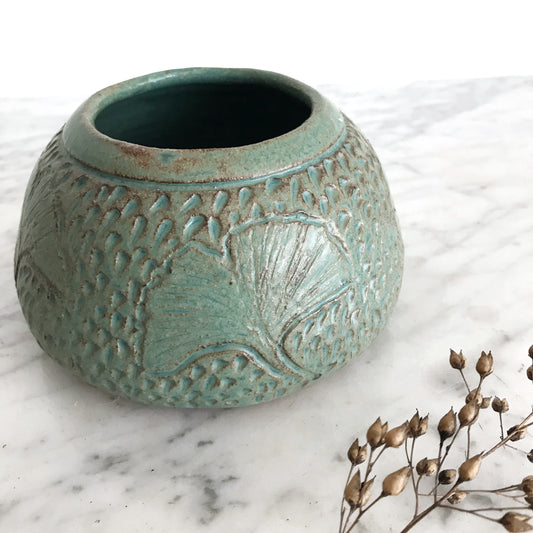 Handcrafted Ginkgo Pottery Vase