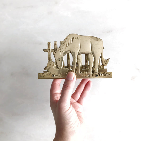 Vintage Brass Horse Letter Holder