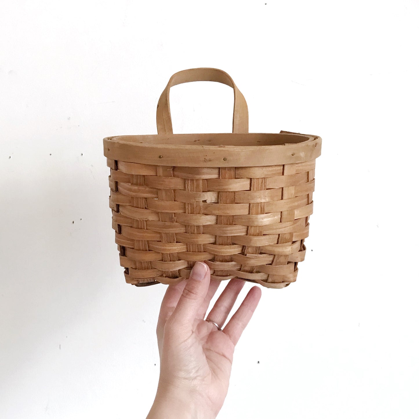 Small Vintage Woven Bentwood Wall Basket