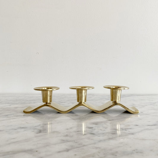 Vintage Brass Wave Candle Holder