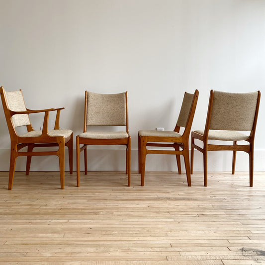 Set of 4 Vintage Upholstered Teak Dining Chairs