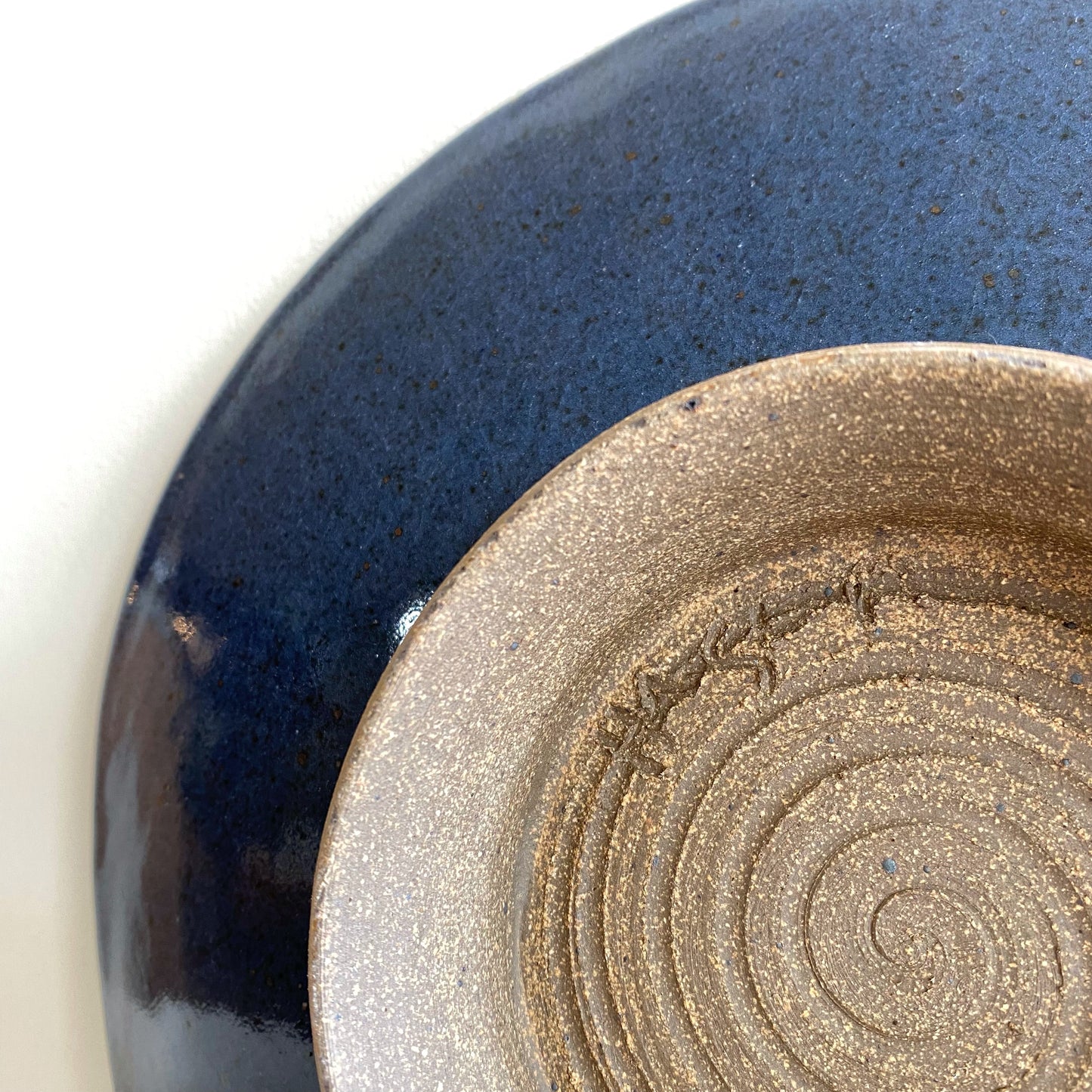 Large Blue Stoneware Platter, 12”