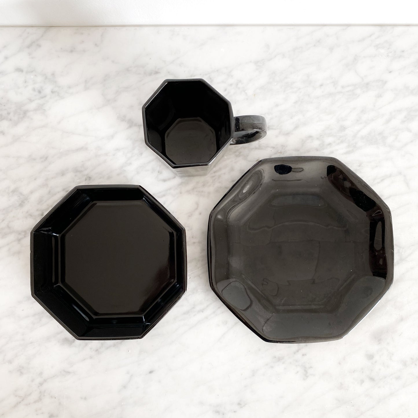 Misc Vintage Black Octagonal Dishes, Per Piece