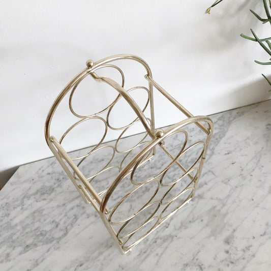 Vintage Gold Metal 7-Bottle Wine Rack