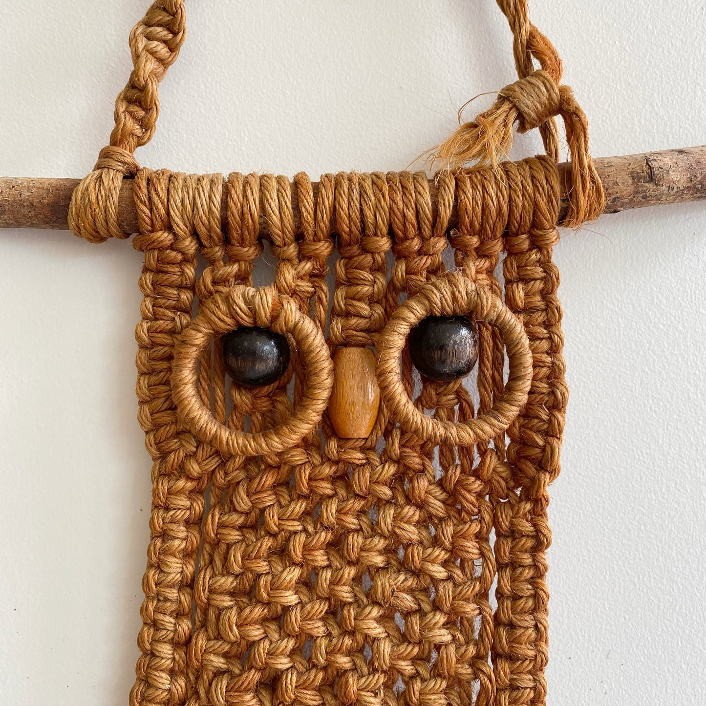 Vintage Macrame Owl, Warm Brown