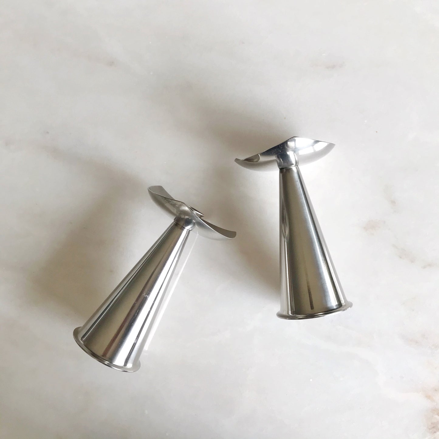Pair of Tall Vintage Stainless Candle Holders