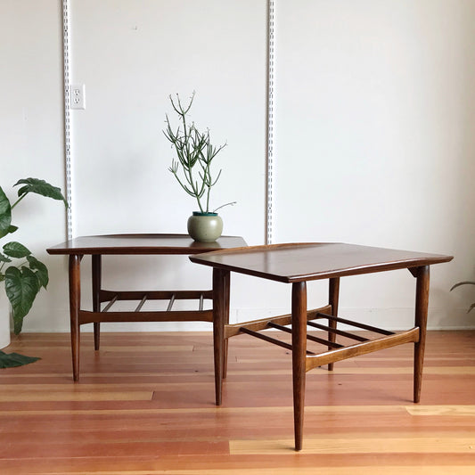 PAIR of Vintage Walnut End Tables, Leo Jiranek for Bassett
