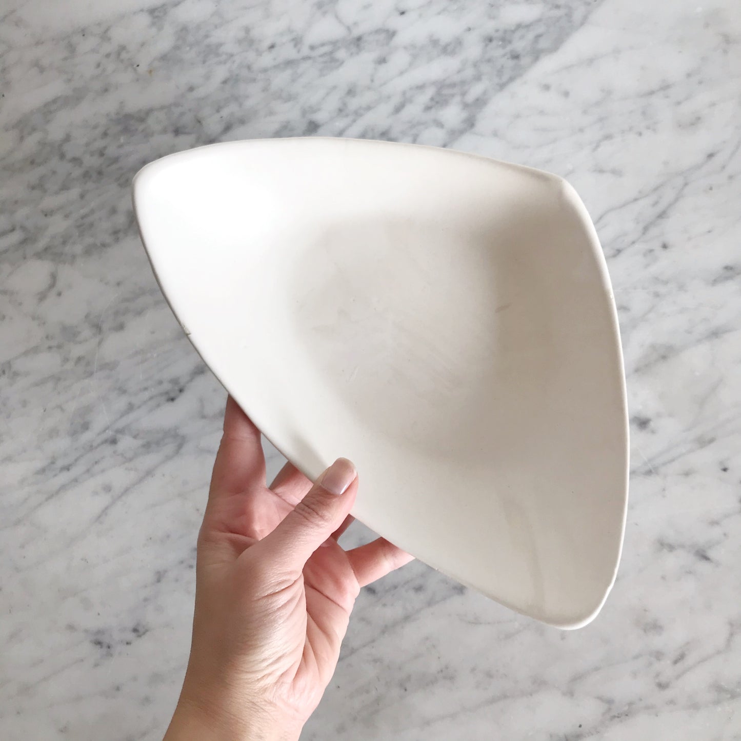 Vintage Triangular Ceramic Dish, Minimalist