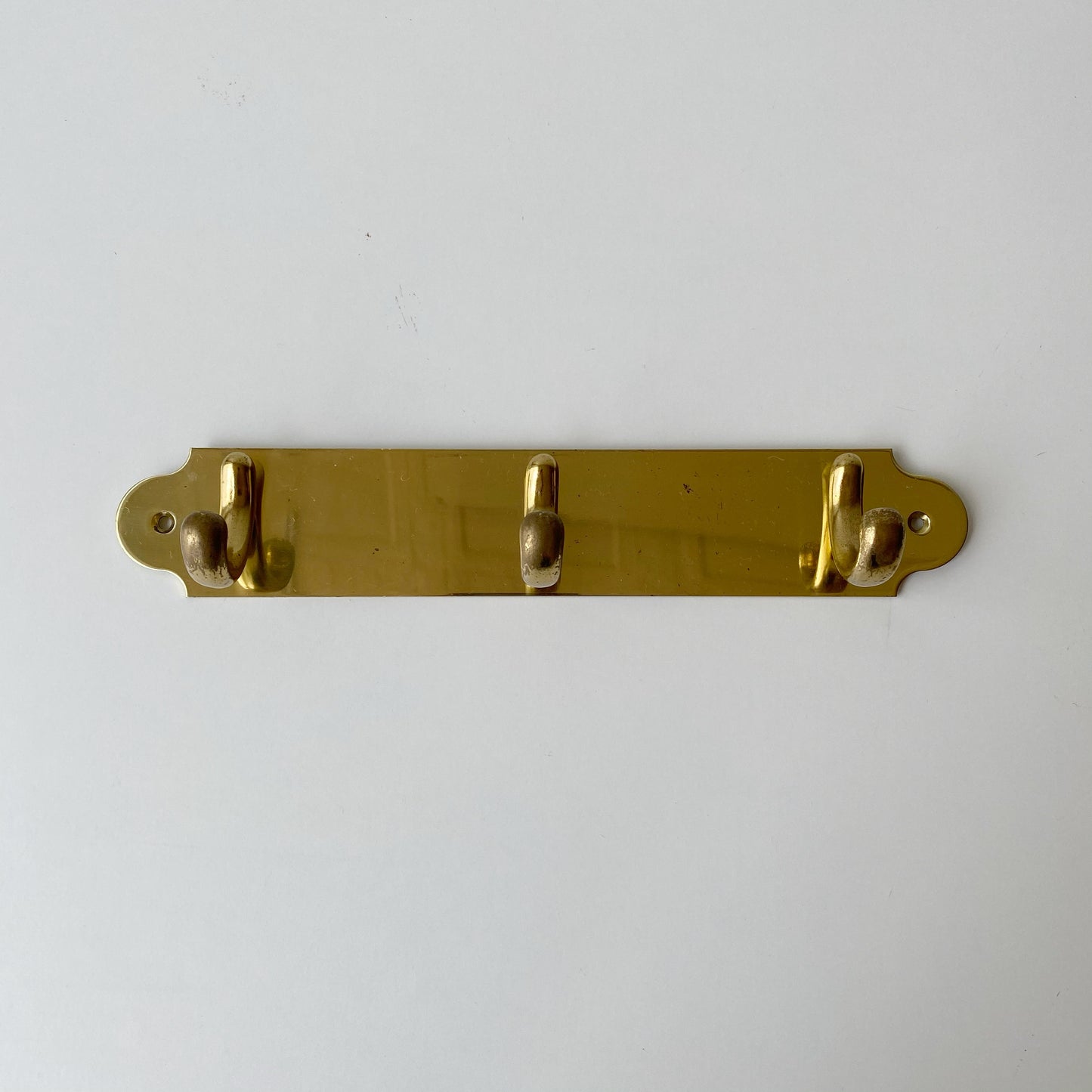 Vintage Brass Wall Hooks on Plaque