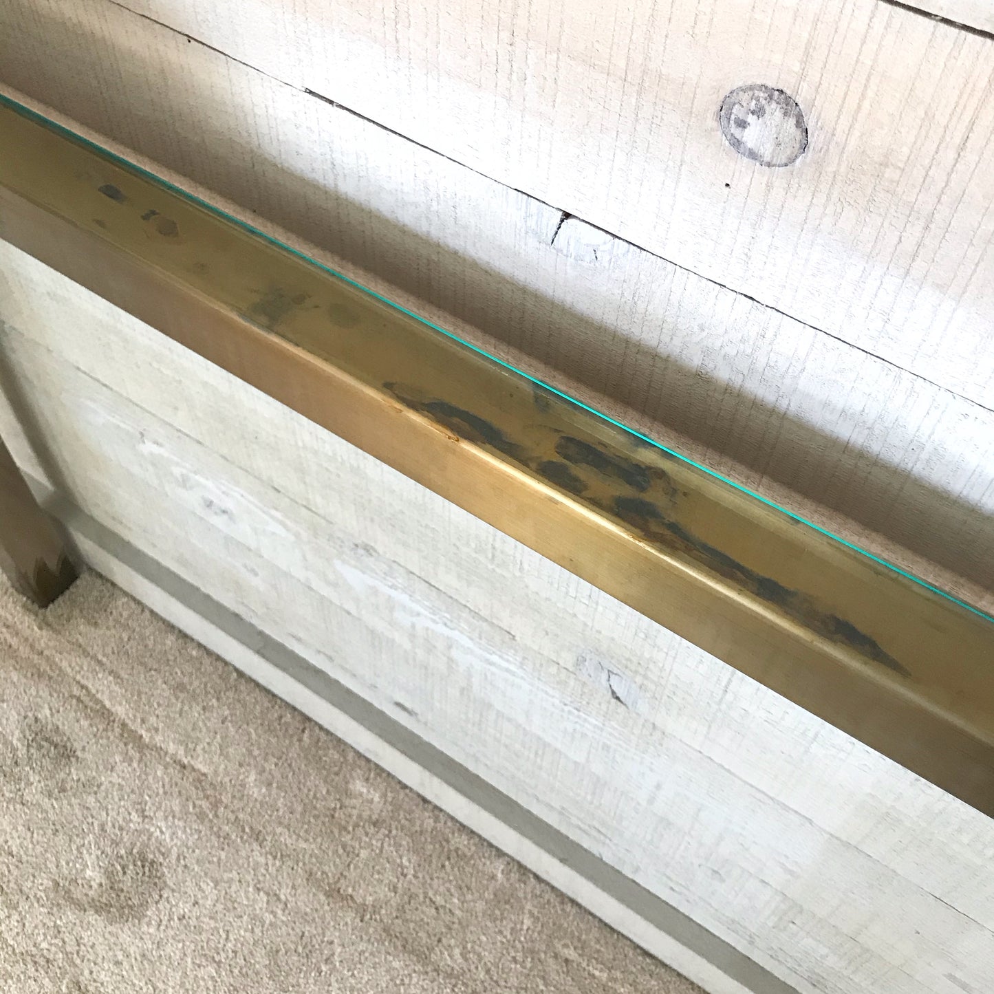 Vintage Gold + Glass Parsons Console Table