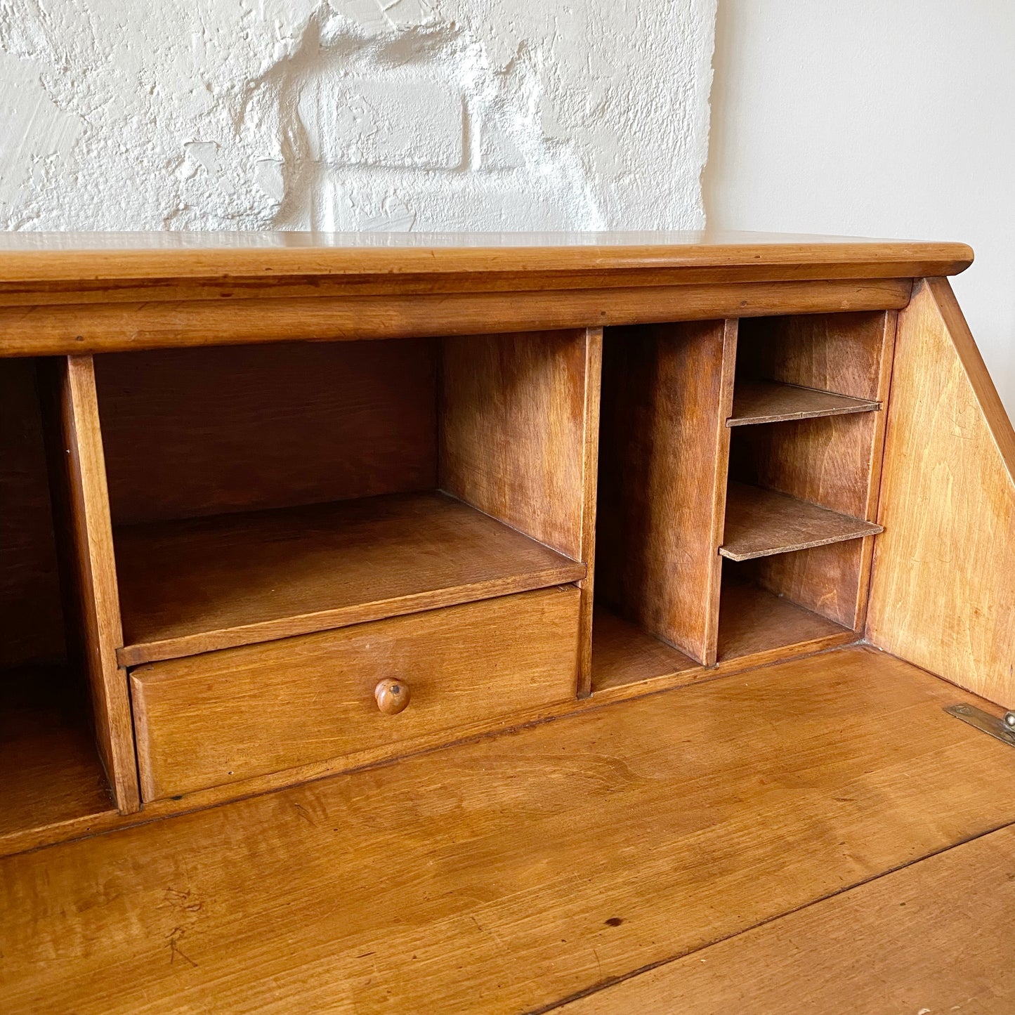 Vintage Folksy Wood Desk + Chair Set