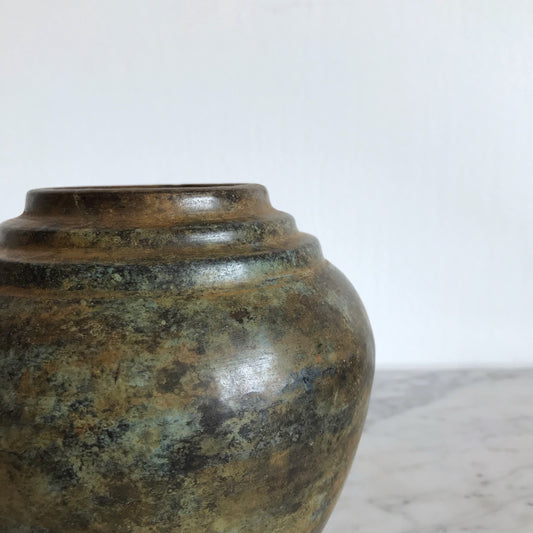 Found Tiered Metal Vase with Patina