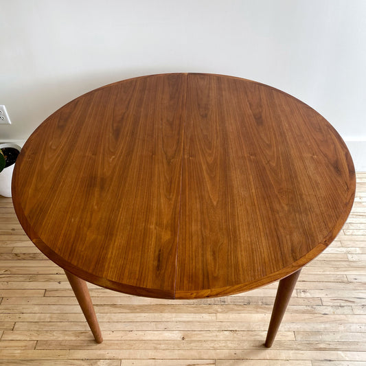 Vintage MCM 44” Round Walnut Dining Table