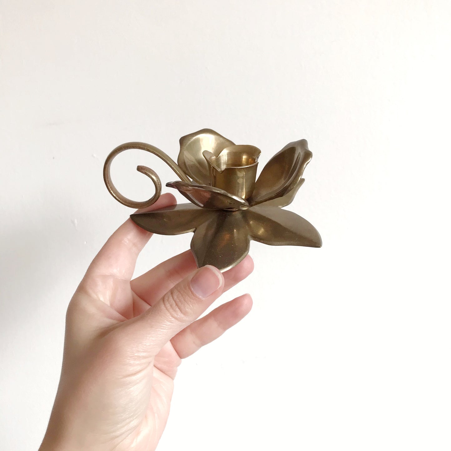 Vintage Brass Flower Candle Holder
