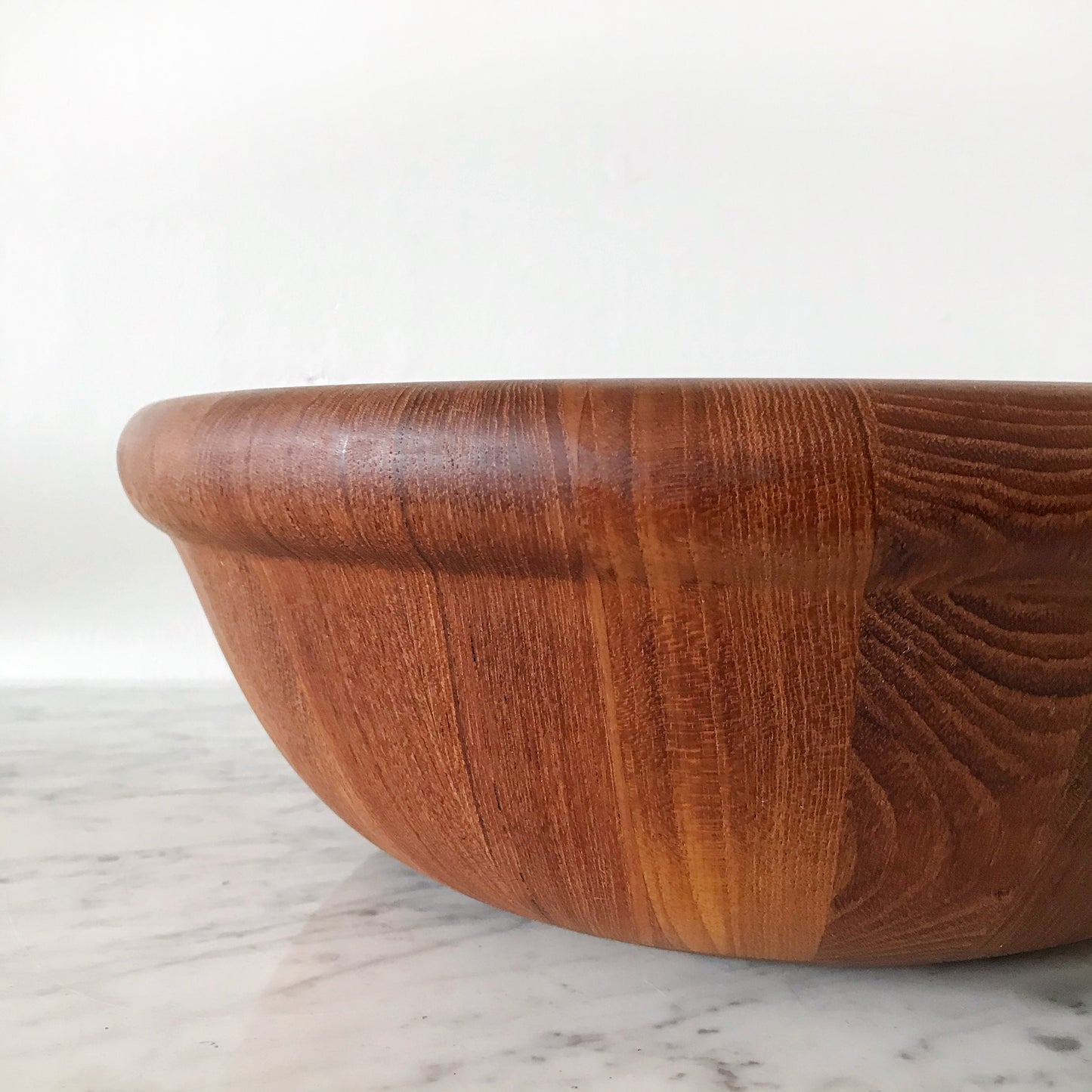 XL Vintage Turned Wood Serving Bowl