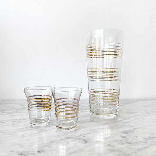 Vintage Cocktail Set (Pitcher + 2 glasses)