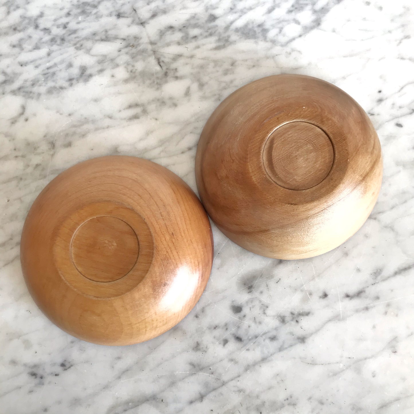 Pair of Vintage Turned Wood Bowls