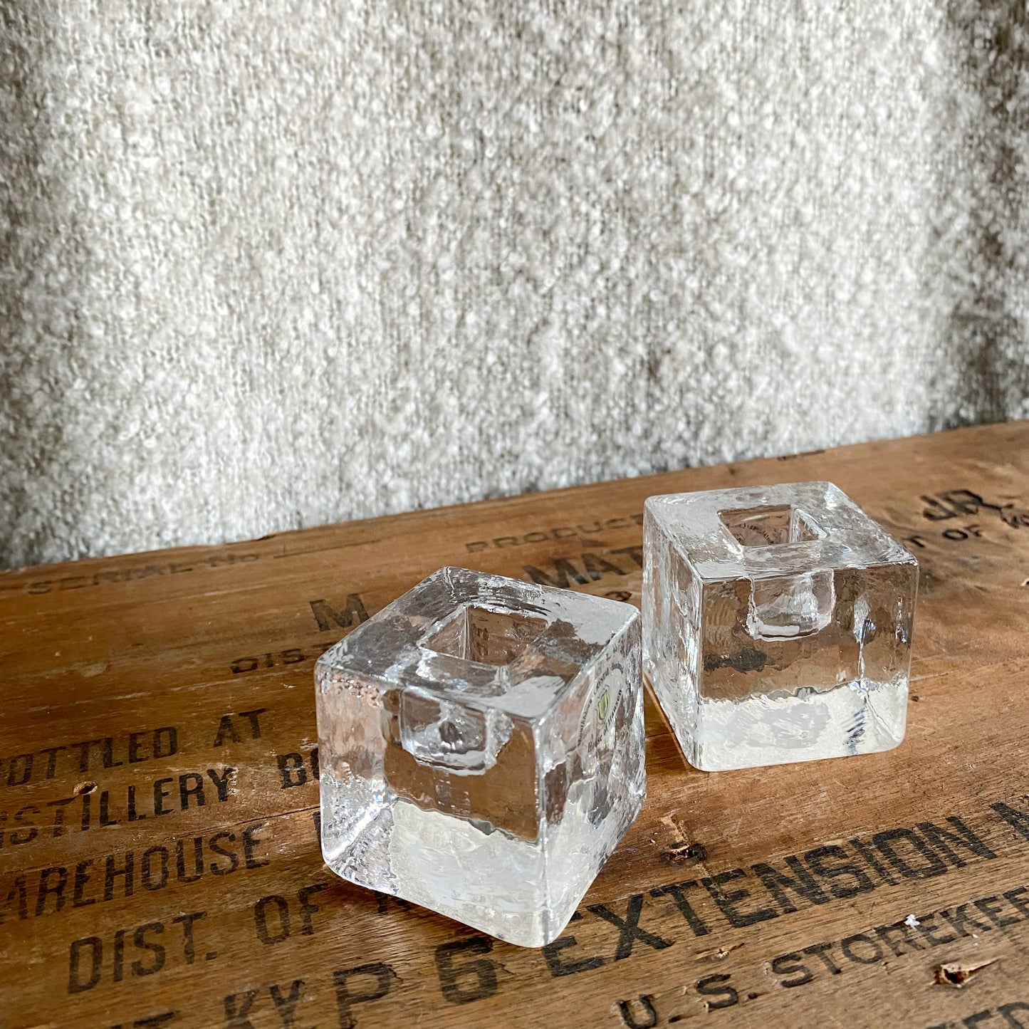 Pair of Crystal Cube Taper Holders