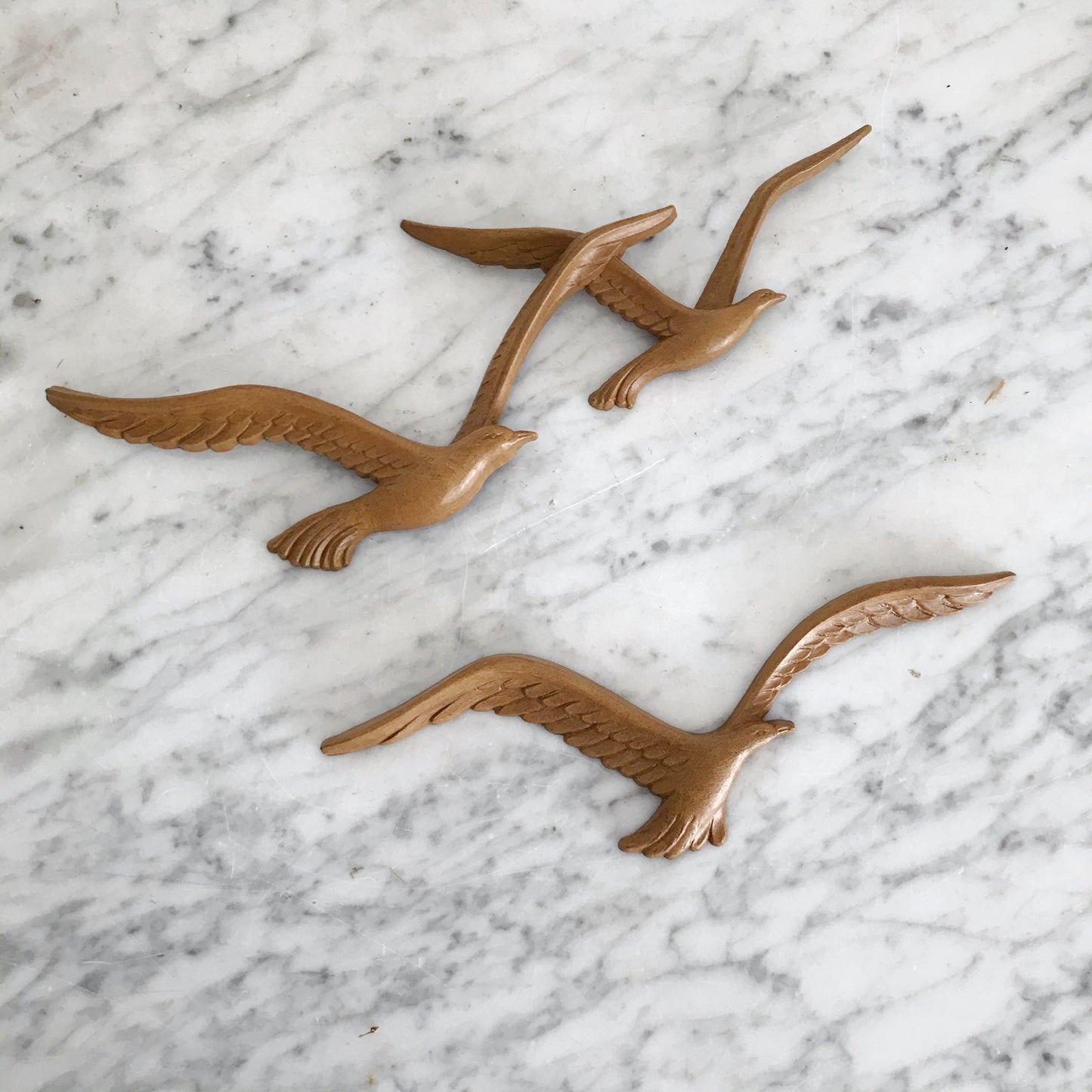 Vintage Set of Faux-wood Seagulls