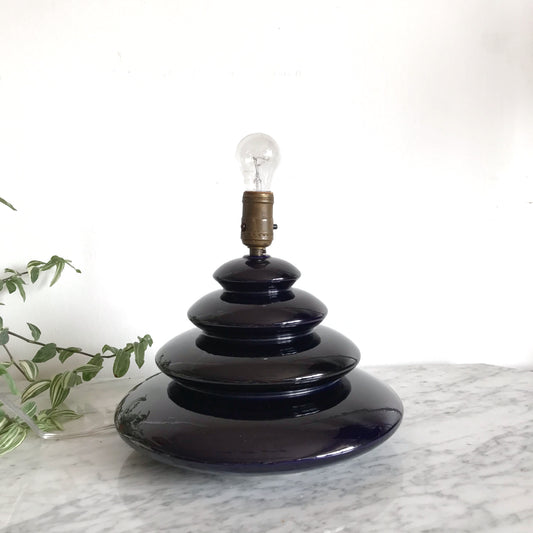 Sculptural Mid-Century Ceramic Lamp, Midnight Blue