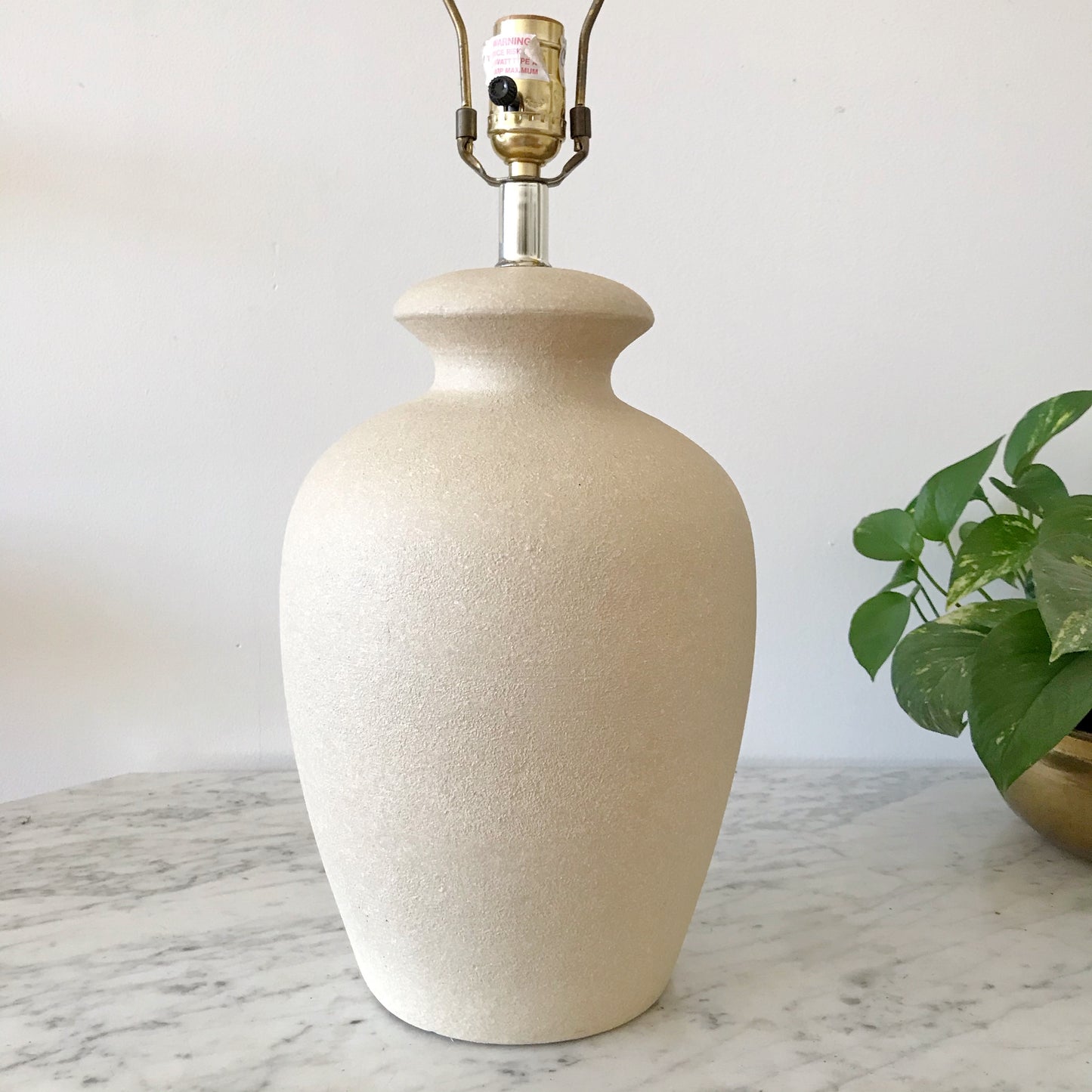 Vintage Minimal Ceramic Table Lamp, Matte Ivory